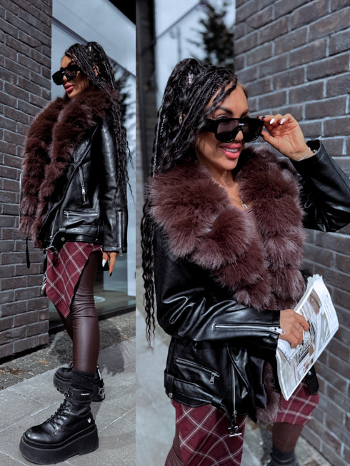 Melna virsjaka ar choco pūku "LUX FUR" FL47
